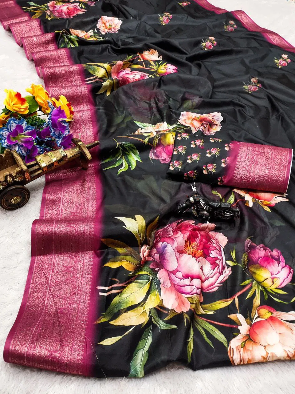 VK 4203 Pure Dola Silk Printed Non Catalog Sarees Wholesale Shop In Surat
